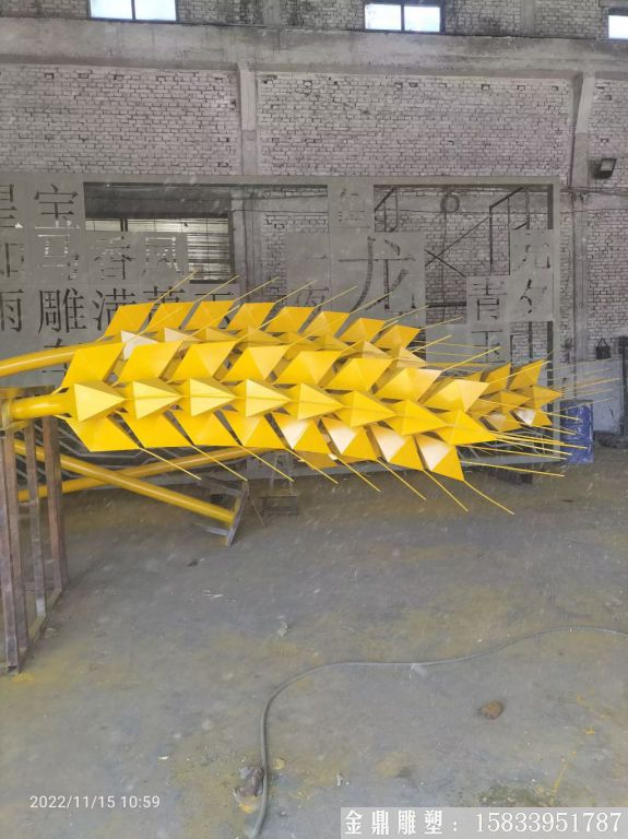 不銹鋼金色麥穗雕塑，山東廣饒縣糧倉(cāng)標(biāo)志案例