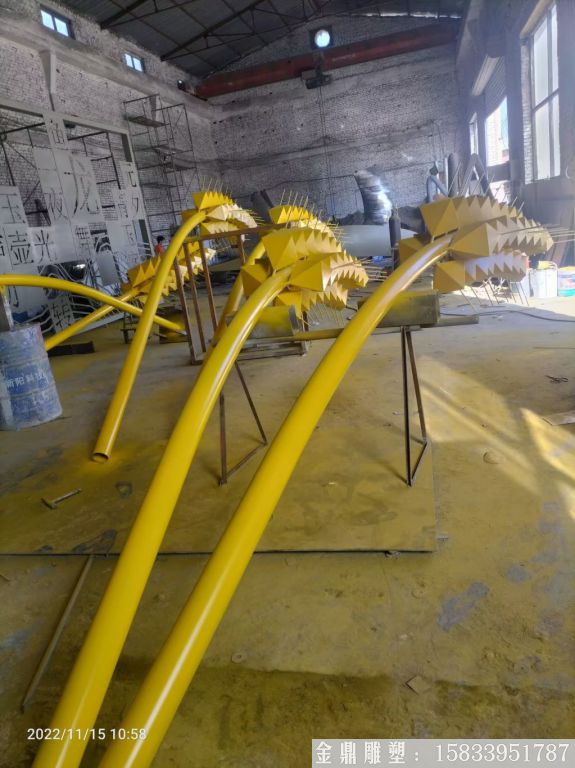 不銹鋼金色麥穗雕塑，山東廣饒縣糧倉(cāng)標(biāo)志案例4