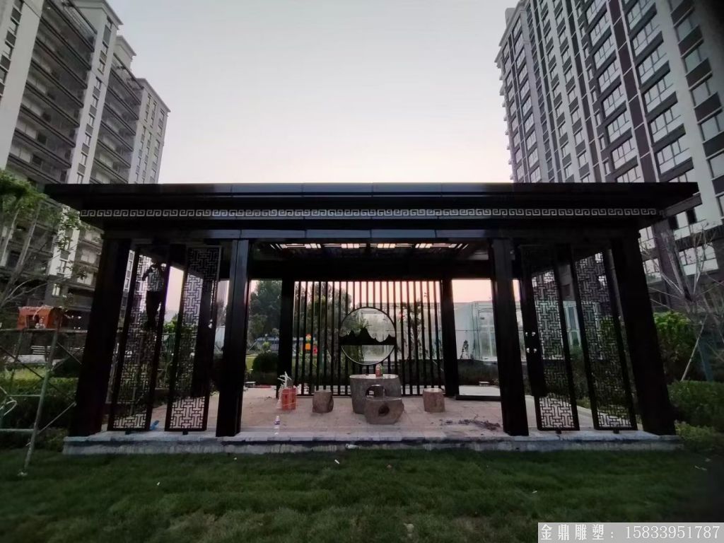 景觀不銹鋼廊架雕塑，鋼結構廊架景觀4