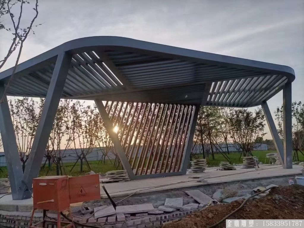 景觀不銹鋼廊架雕塑，鋼結構廊架景觀